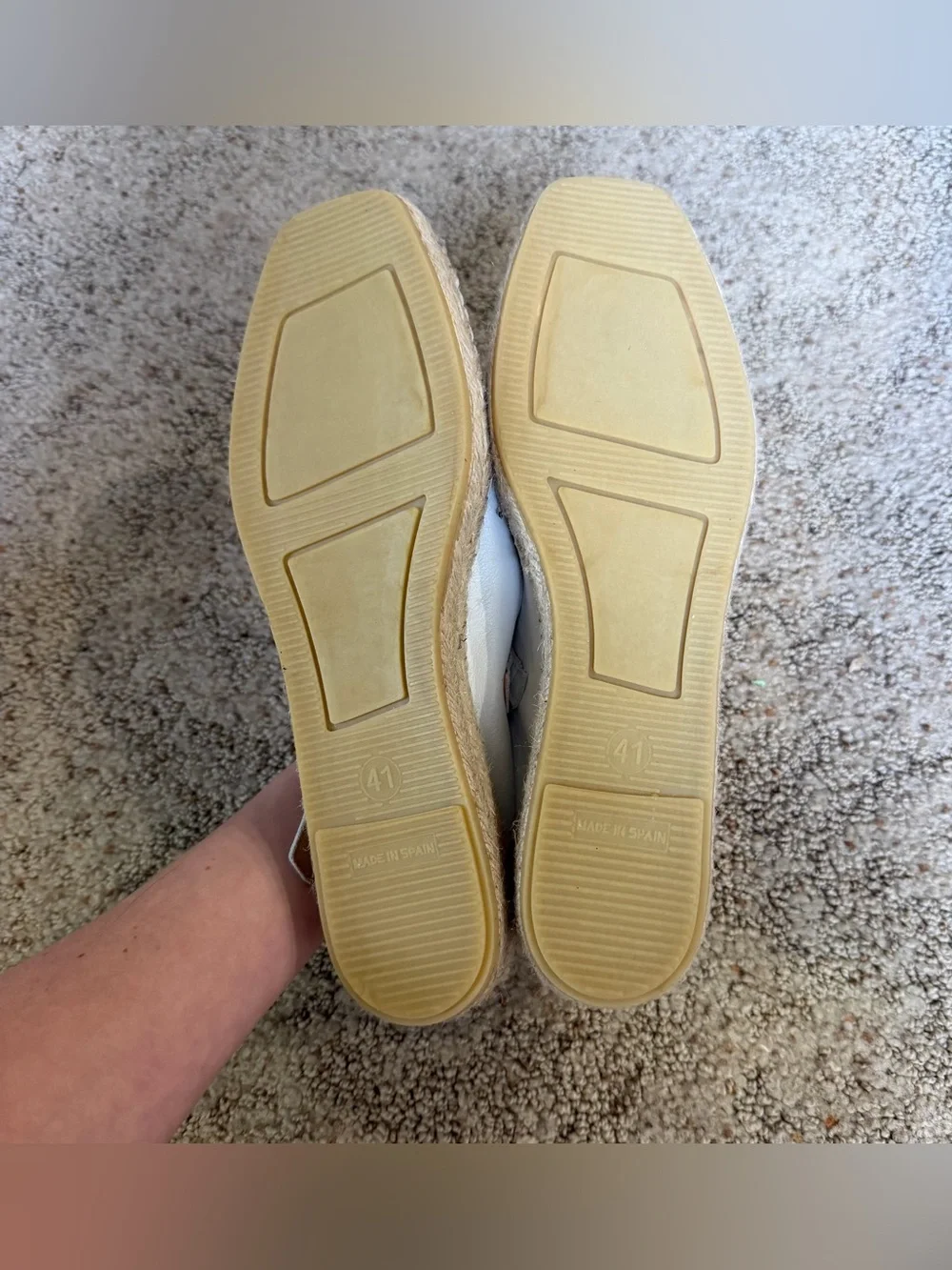 FABIOLAS Classy Buckle White MaryJane Low Heel Espadrilles  EU Sz 41 / US 10